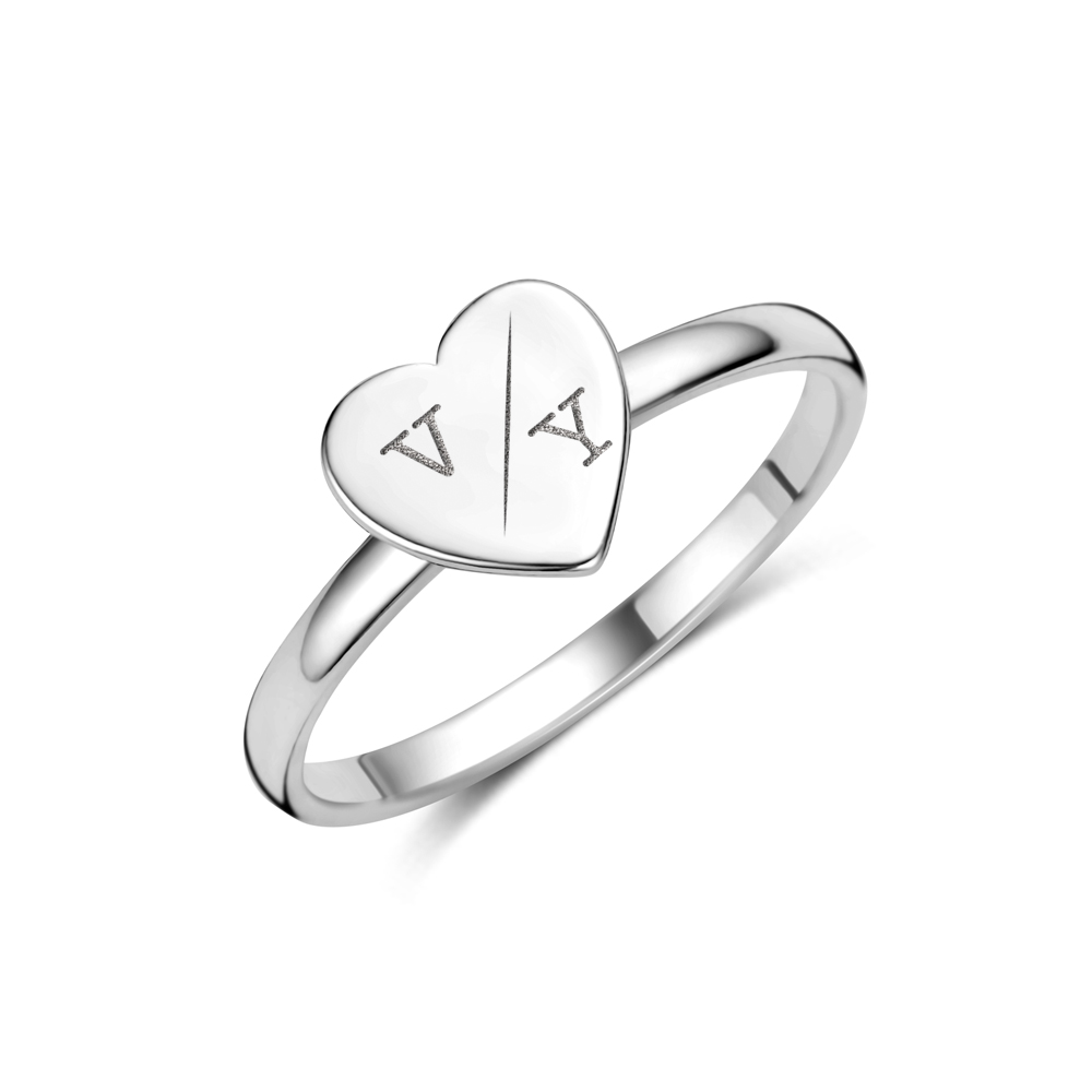 Silberring mit Herz und Initialen