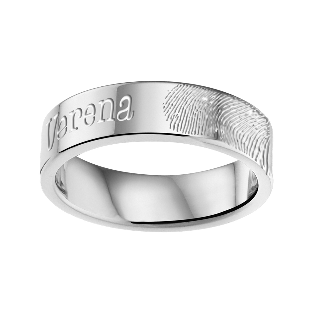 Stahlring mit Fingerabdruck und Name 6 mm