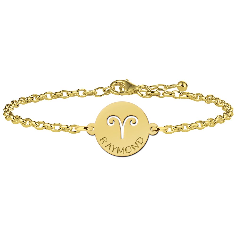 Vergoldetes Sternzeichen Armband Widder mit Namen