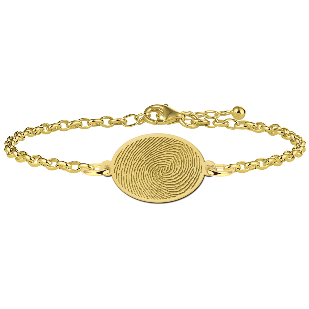 Vergoldetes ovales Armband mit Fingerabdruck