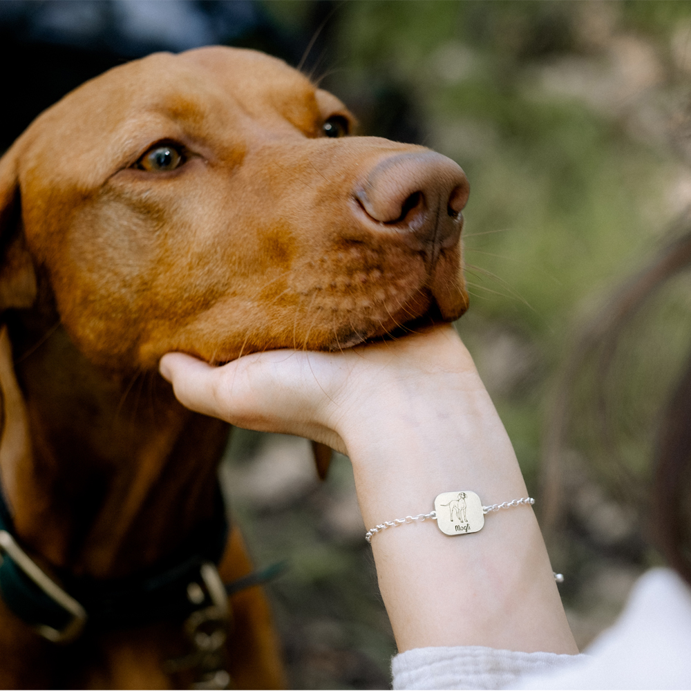 Silbernes Armband mit Gravur Husky