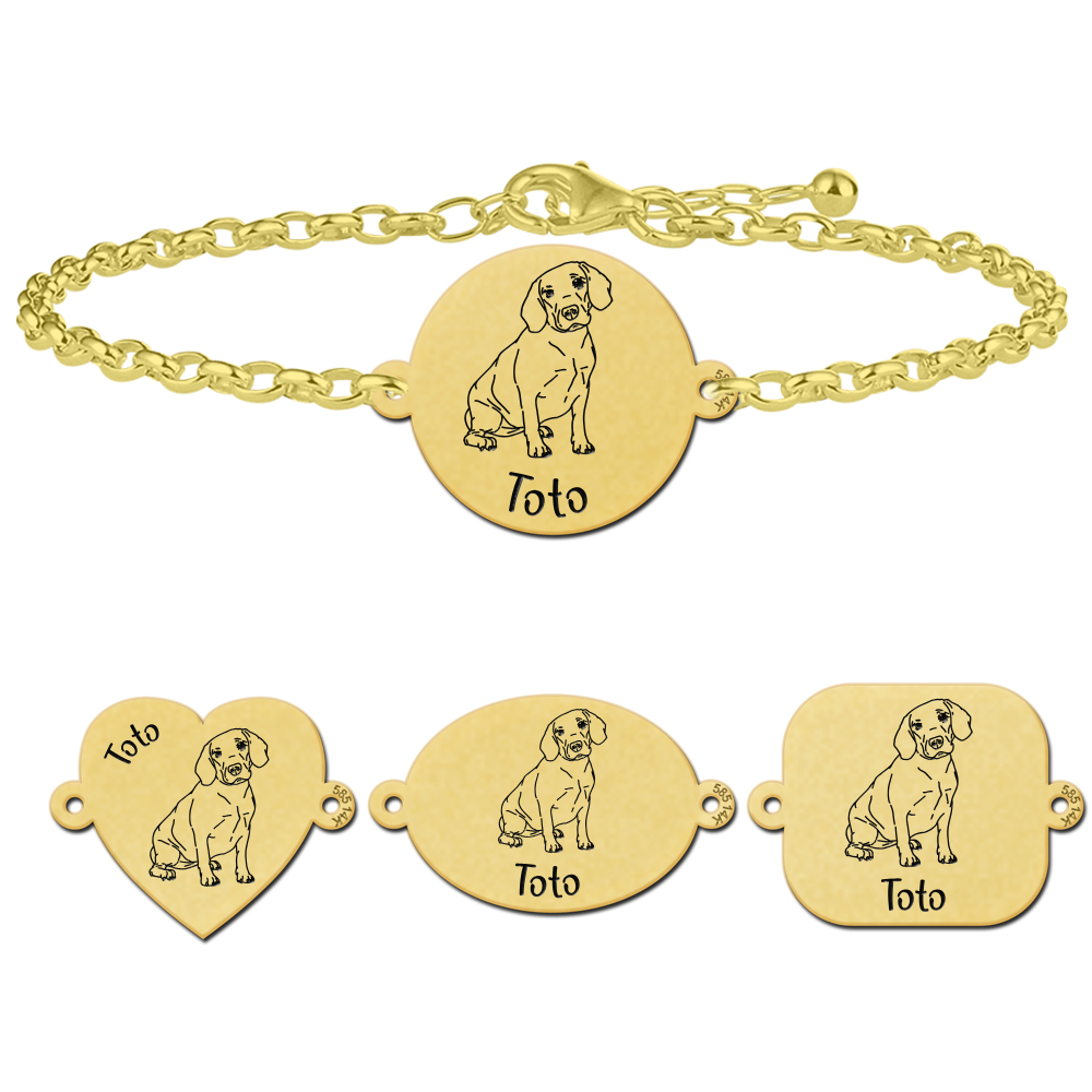 Beagle Armband mit Name Gold