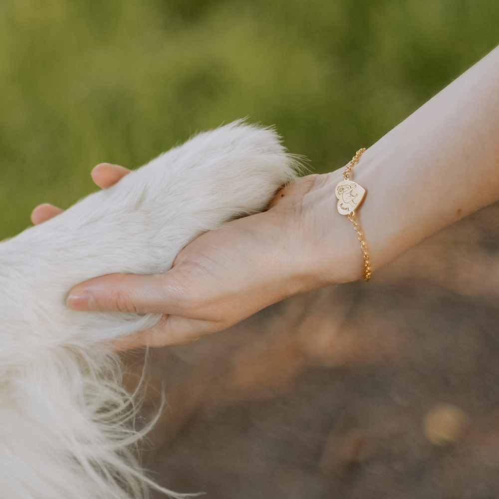 Beagle Armband mit Name Gold