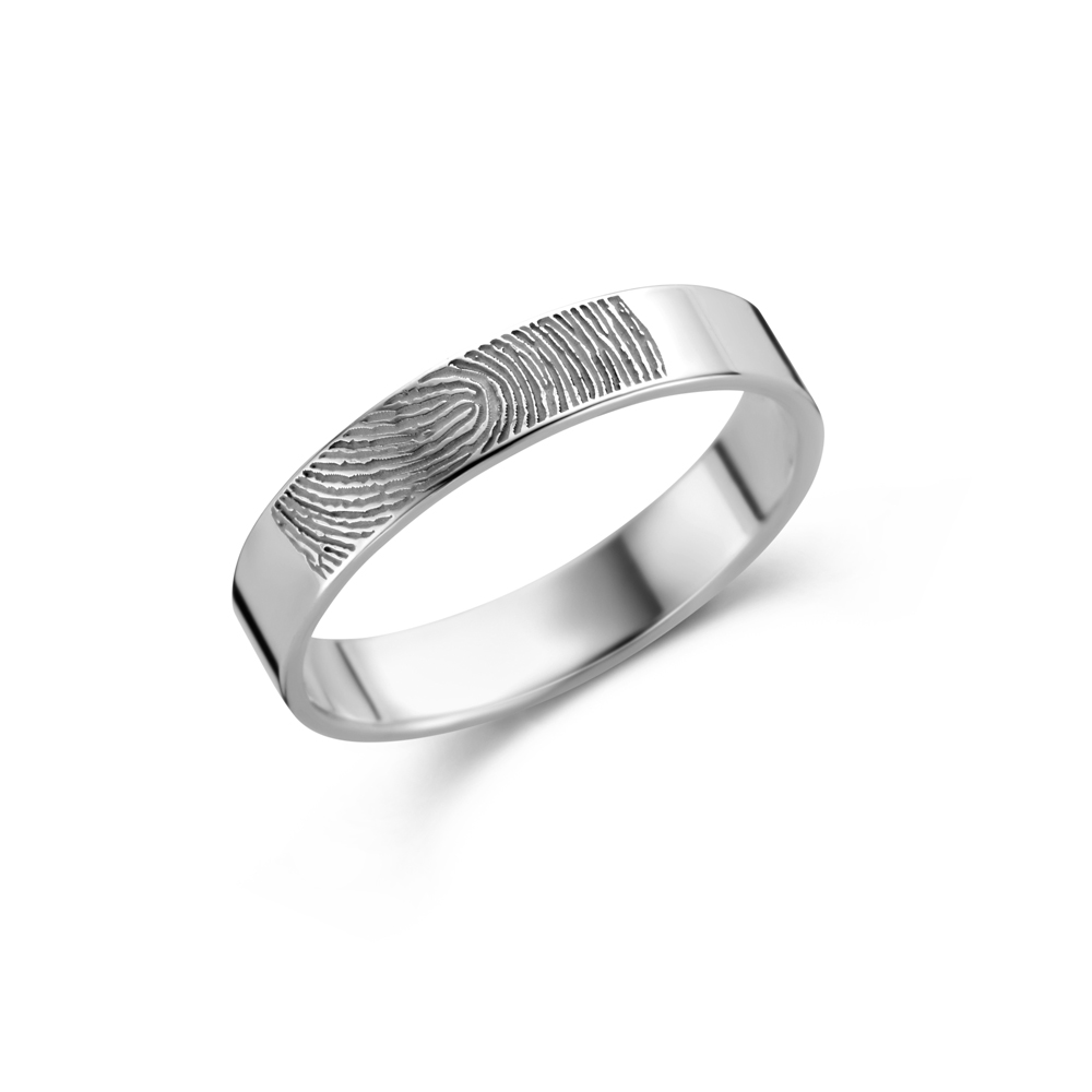 Ring mit Fingerabdruck aus Silber - 4 mm flach