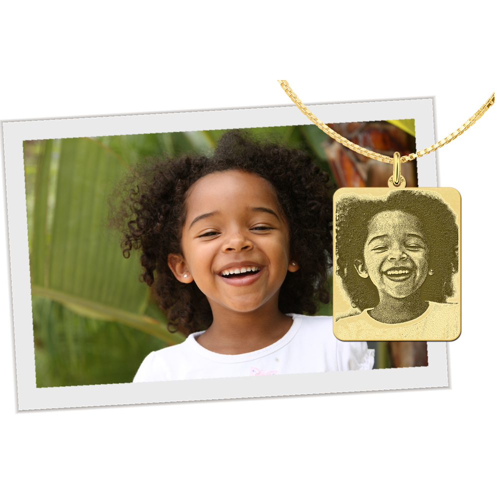 Kette mit fotogravur dogtag gold