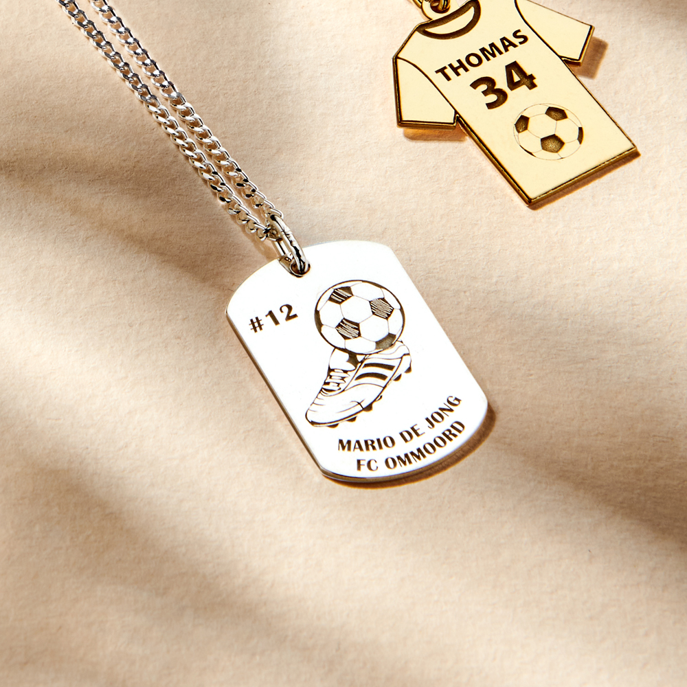 Fußball Sportanhänger Dogtag Silber