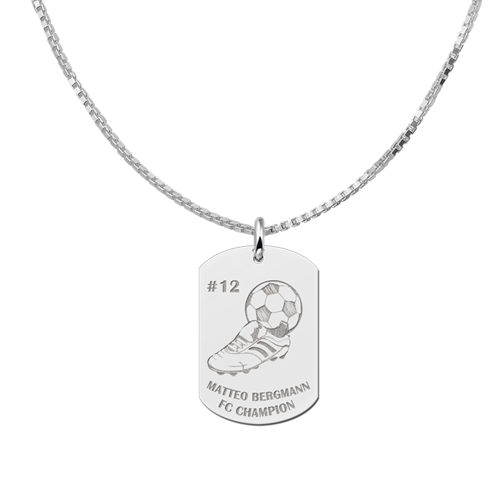 Fußball Sportanhänger Dogtag Silber