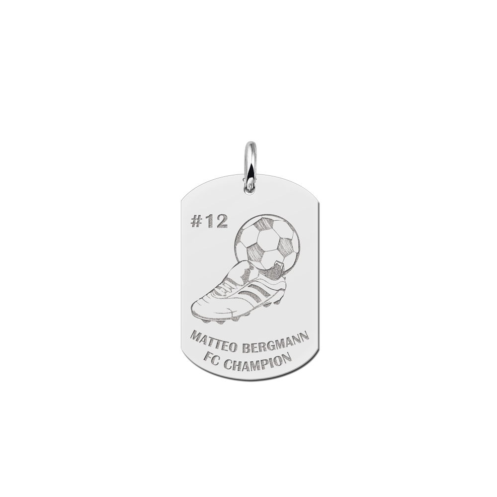 Sportanhänger Silber Fußball Dogtag