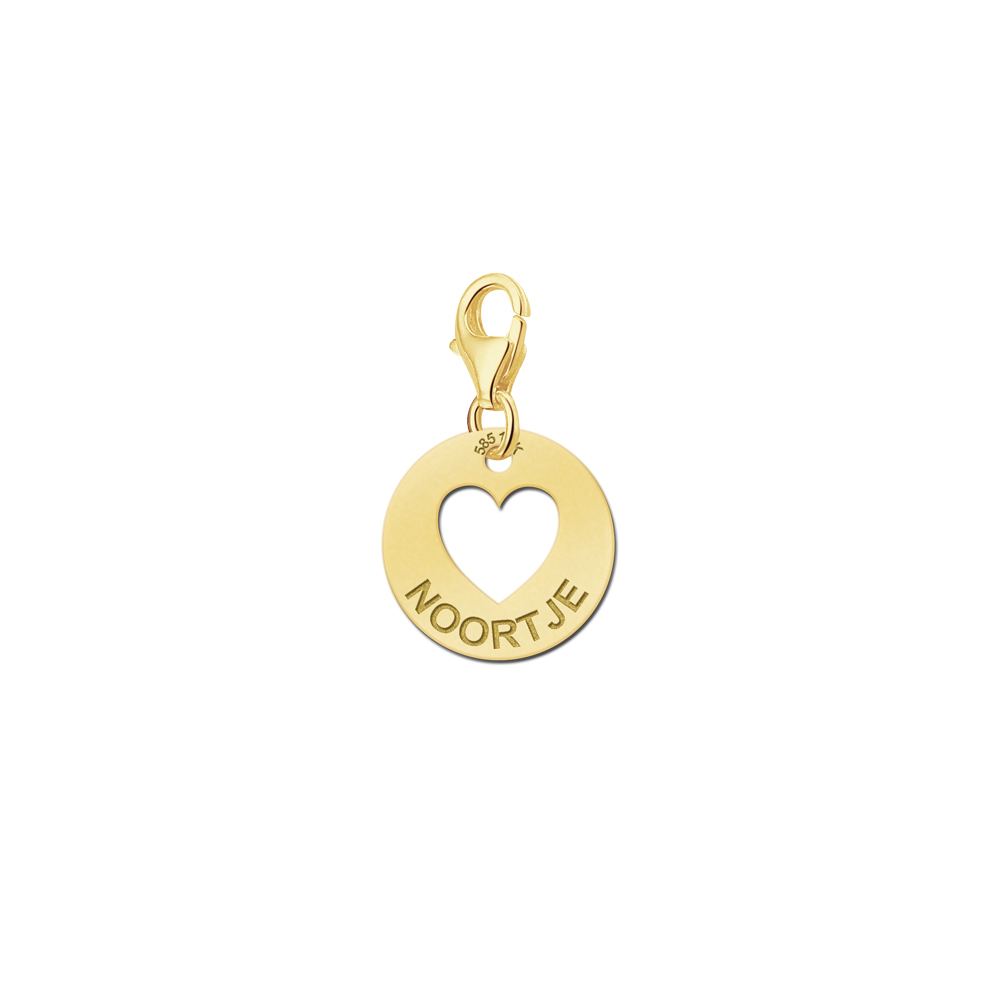 Gold Charm Anhänger mit Name - Herz