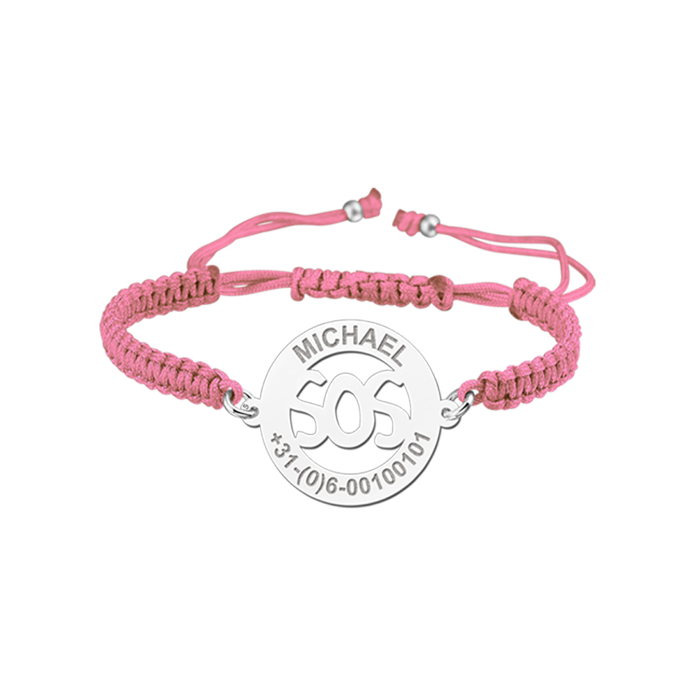 Silbernes Kinderarmband Modell SOS Rosa