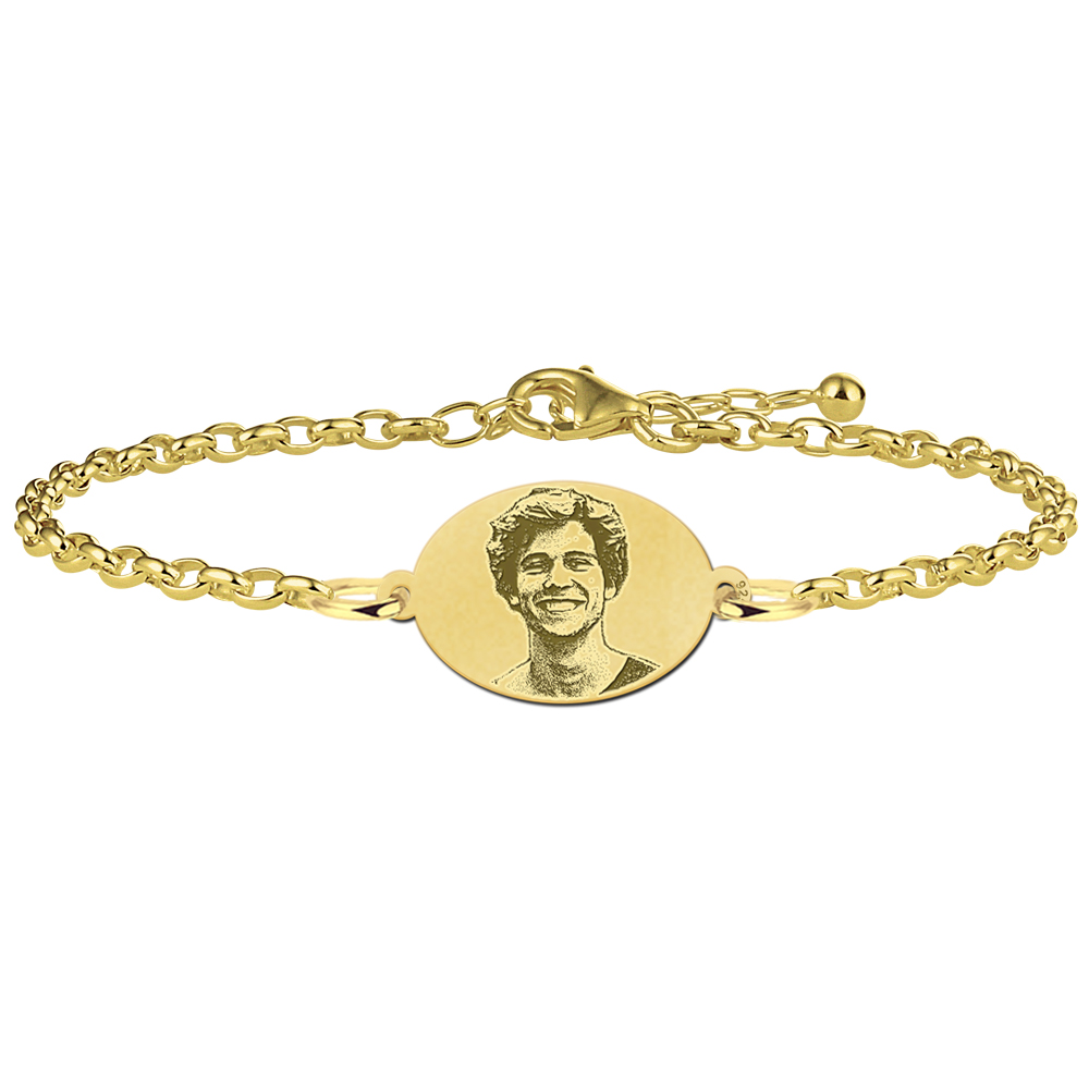 Vergoldetes ovales Armband mit Foto