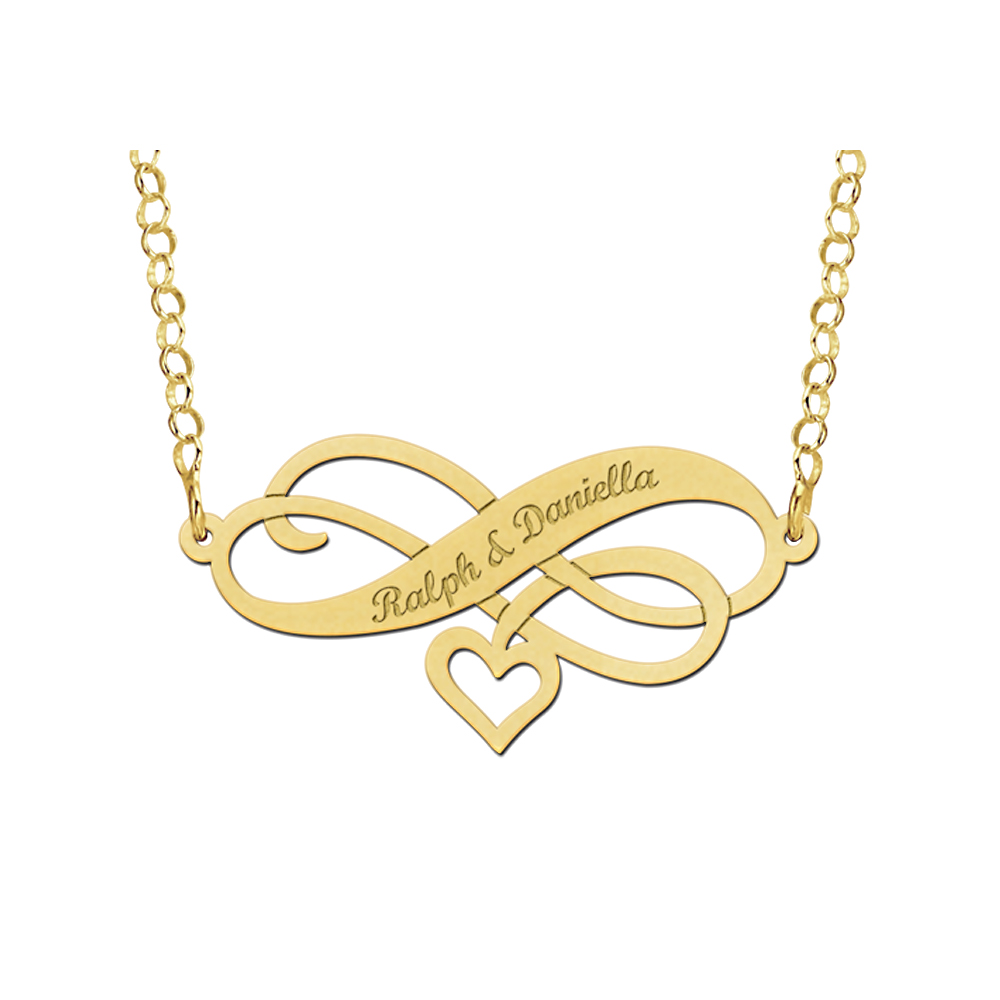 Goldene Infinity Kette mit Herz und Gravur