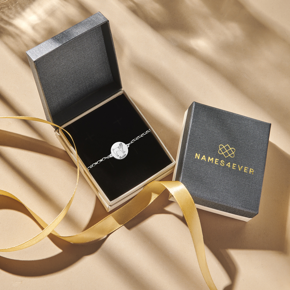 Silbernes Armband mit Hund Shar Pei