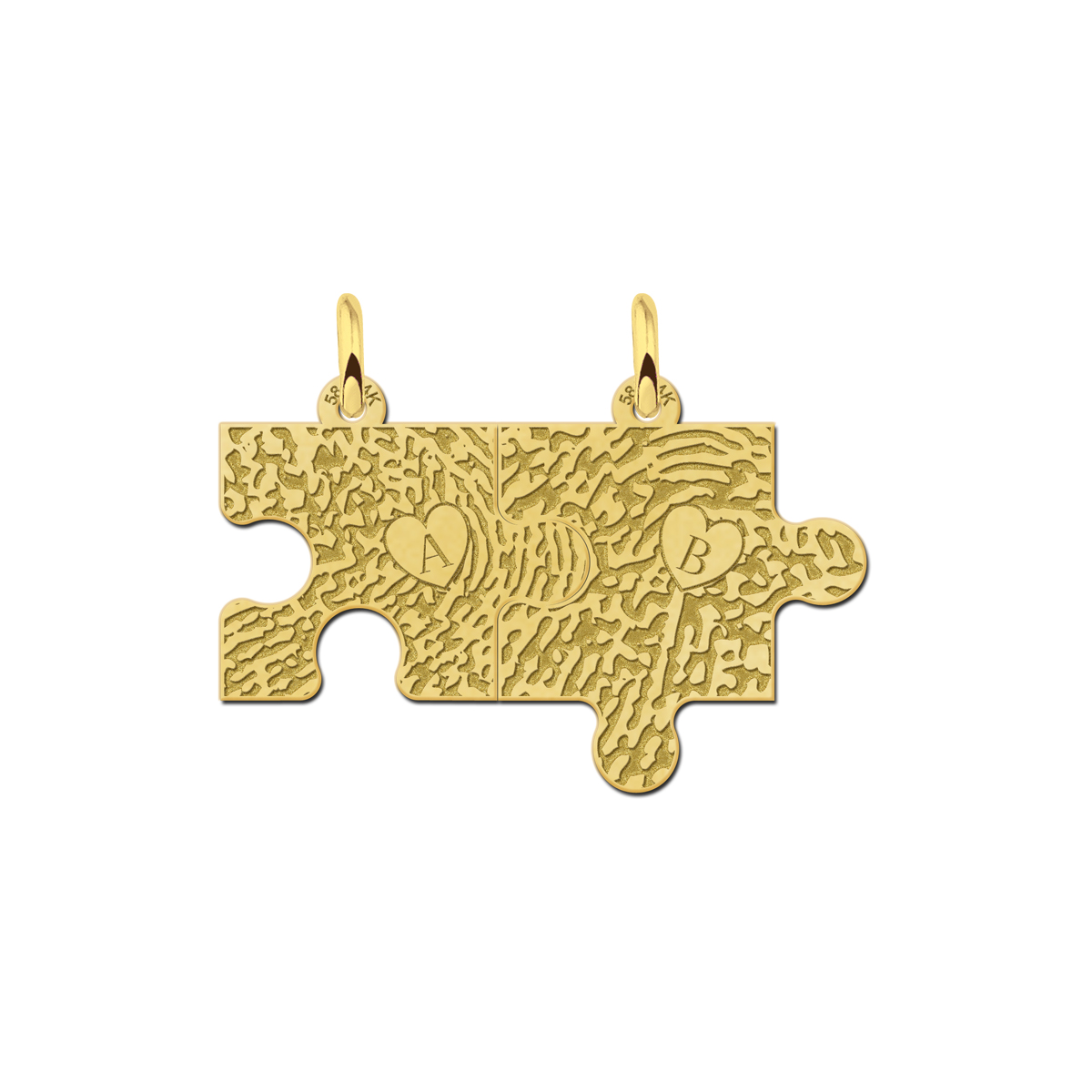 Goldene Freundschaftskette Puzzle mit Fingerabdruck & Initiale