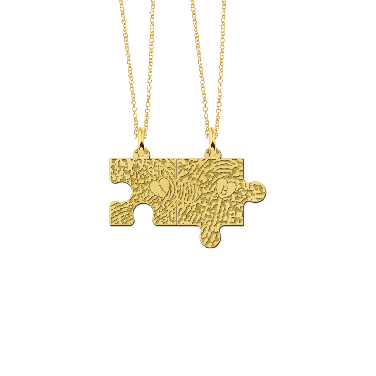 Goldene Freundschaftskette Puzzle mit Fingerabdruck & Initiale