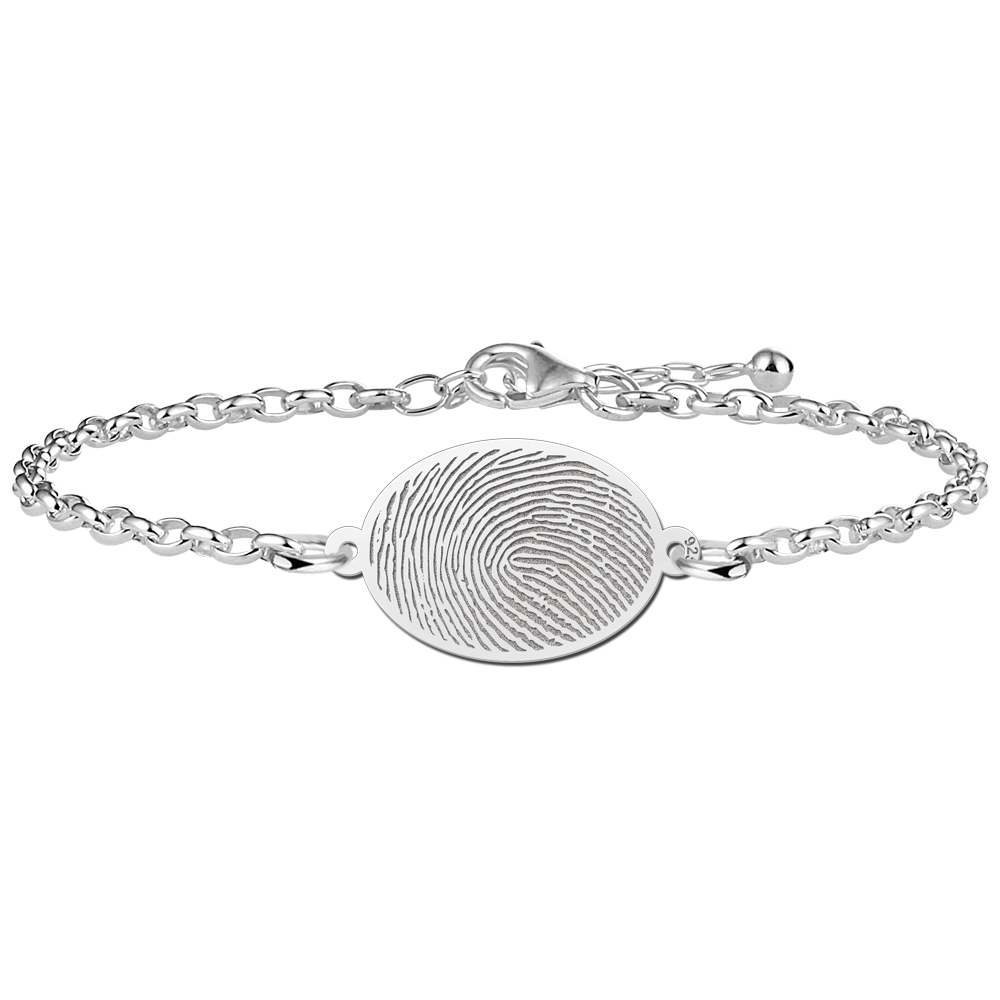 Silbernes Armband mit Fingerabdruck oval