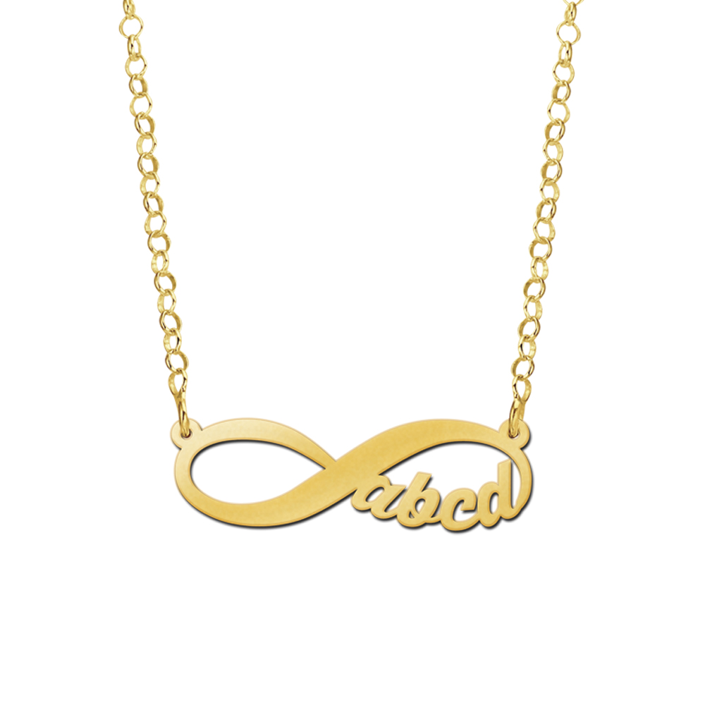 Infinity Kette aus Gold mit 4 Buchstaben