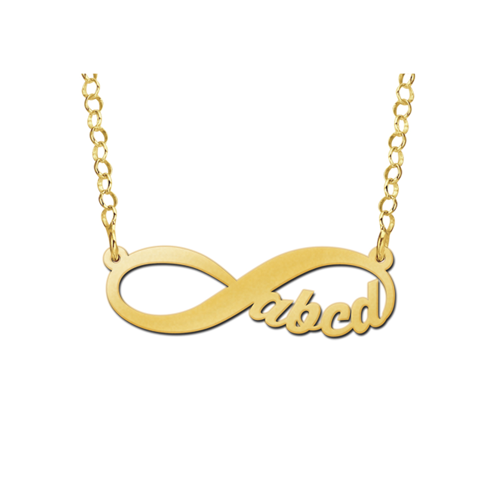 Infinity Kette aus Gold mit 4 Buchstaben