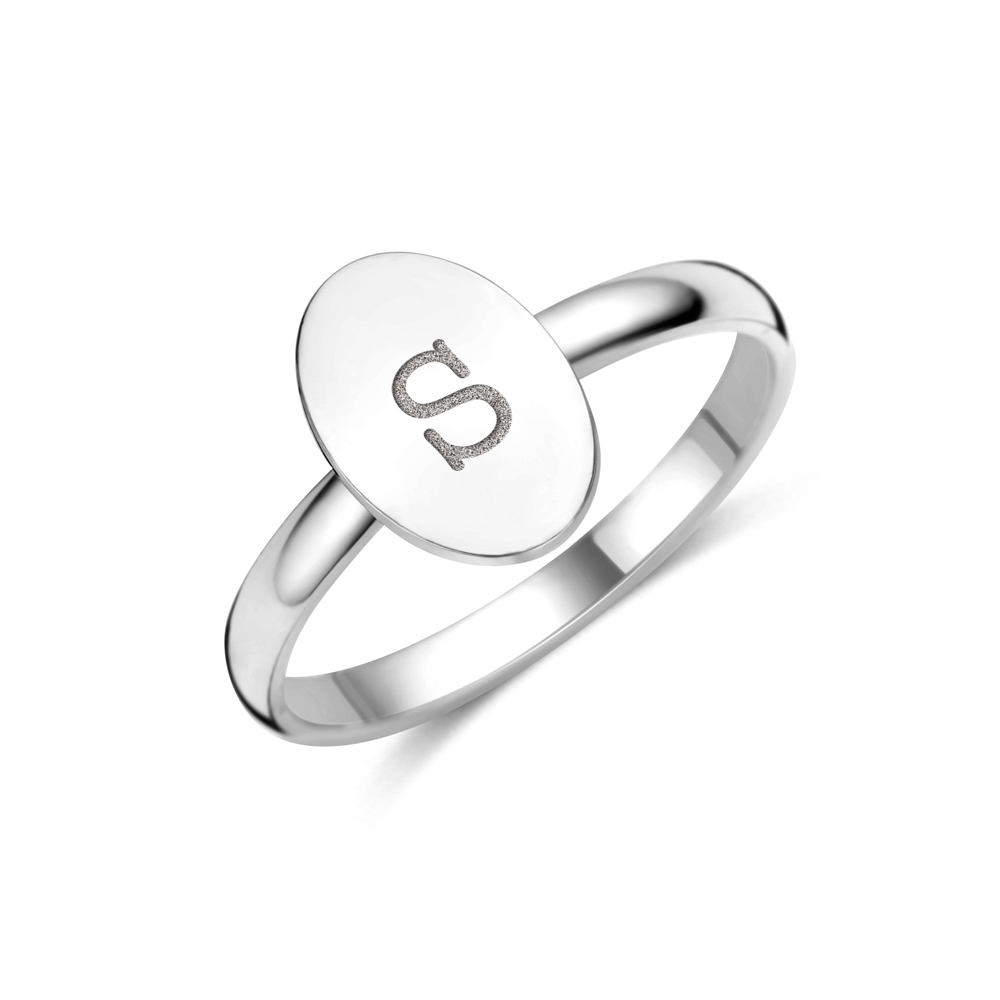 Silberring mit Oval und Initialen