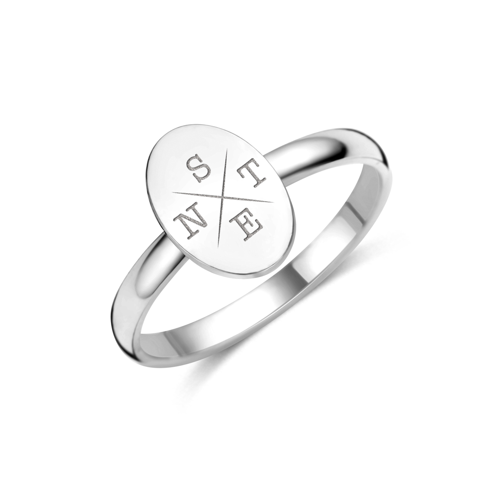 Silberring mit Oval und Initialen