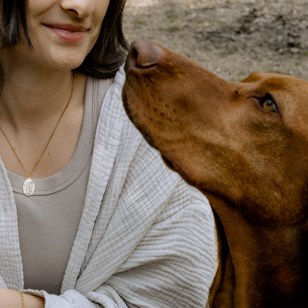 Goldene Kette mit Gravur Husky