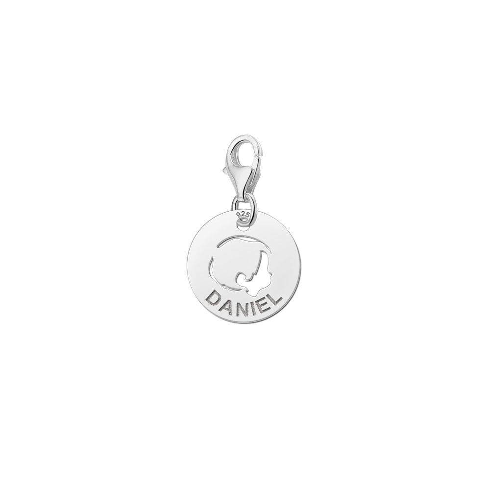 Silber Namensanhänger mit Babykopf Junge