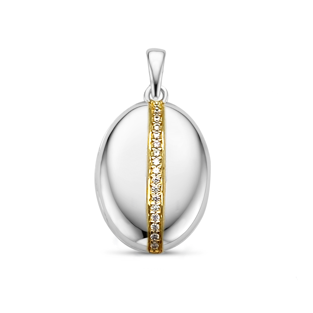 Silbernes ovales Medaillon mit Gold Steifen