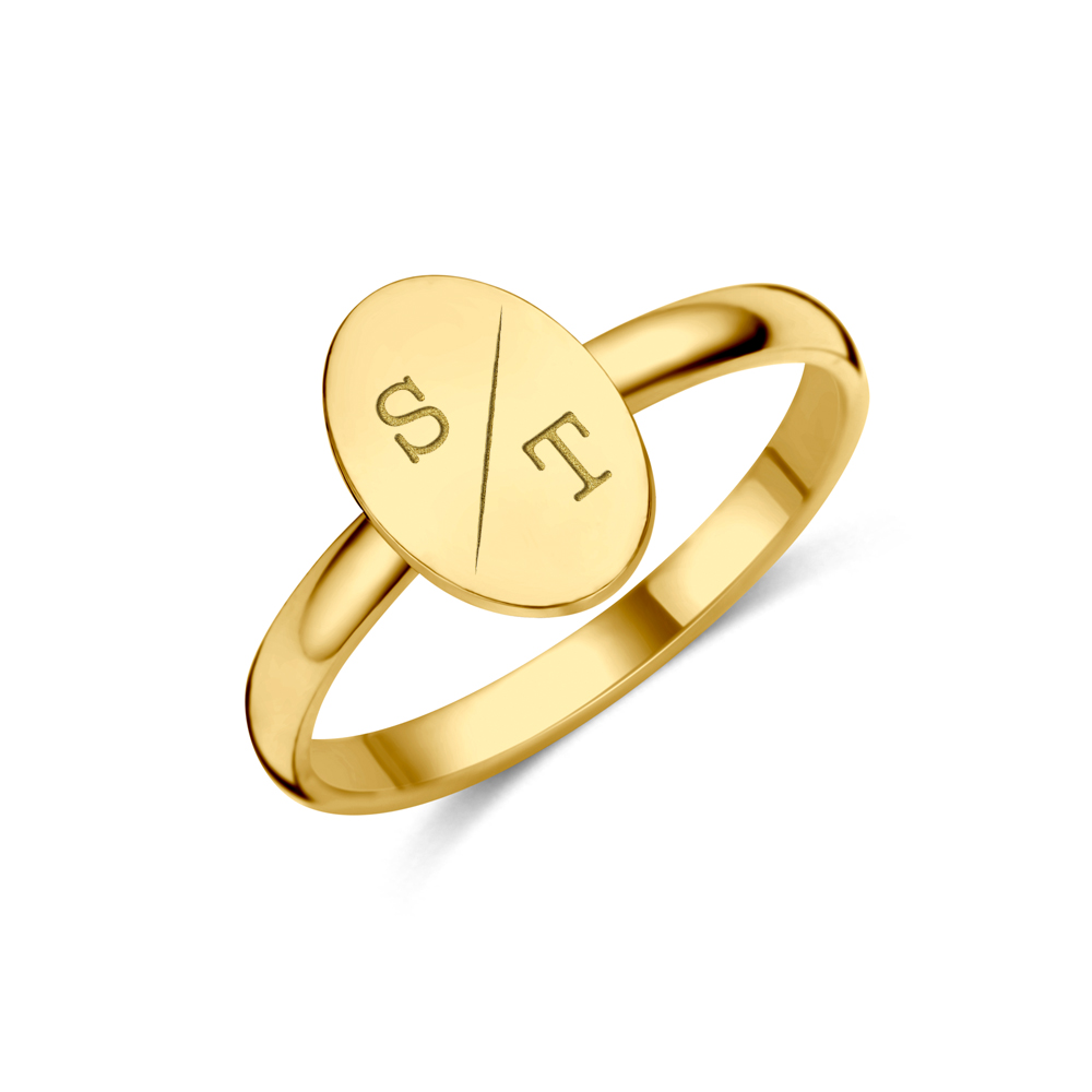 Goldener Siegelring mit Oval und Initialen