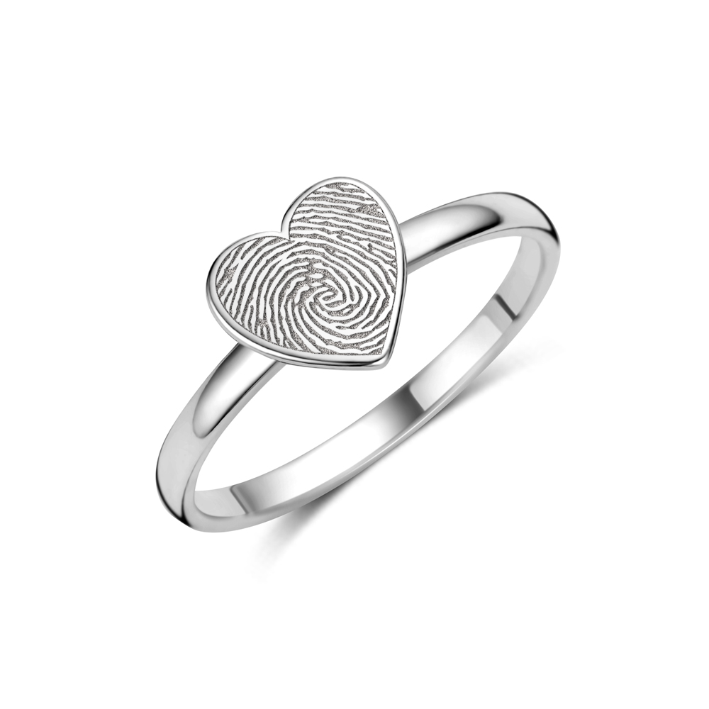 Silberring mit Herz und Fingerabdruck