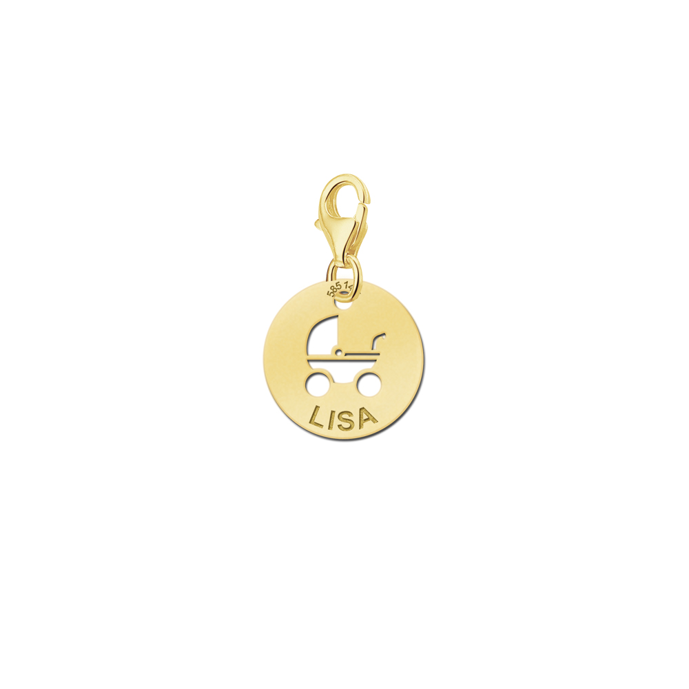 Gold Namensanhänger Babywiege mit Namen