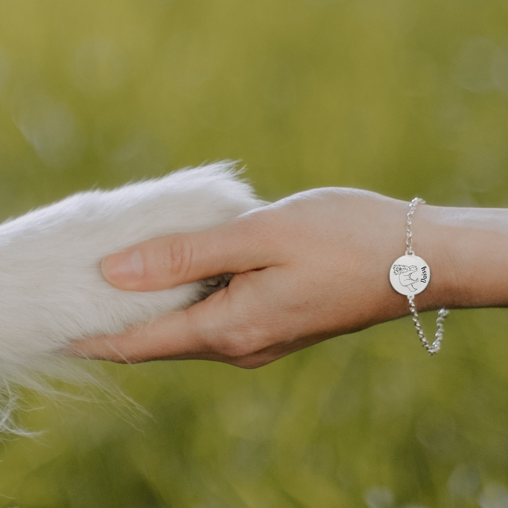 Silbernes Armband mit Hunde Gravur Zwergschnauzer