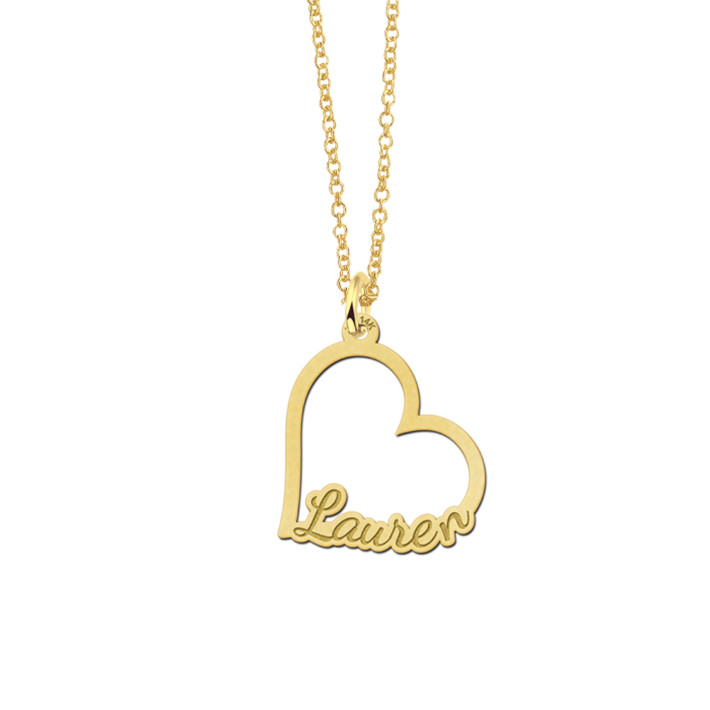 Goldener Herzanhänger mit Name