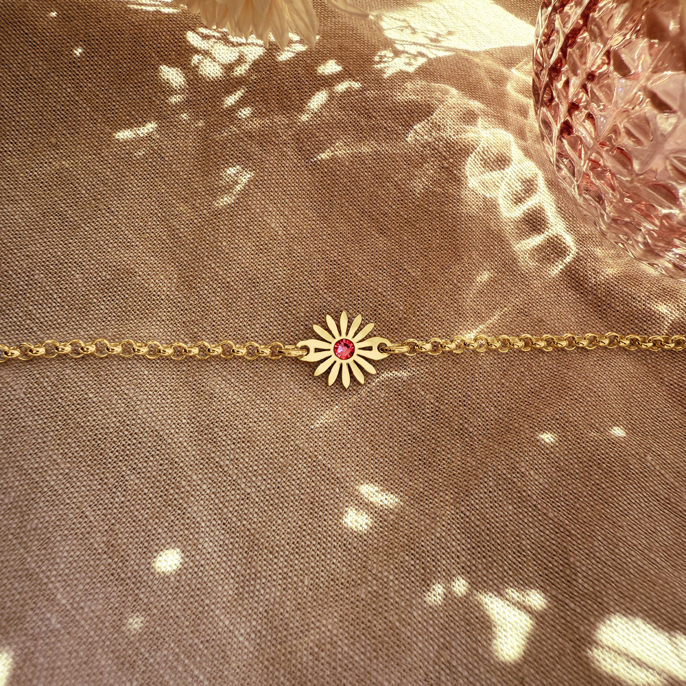 Armband mit Gänseblümchen Gold und Geburtsstein