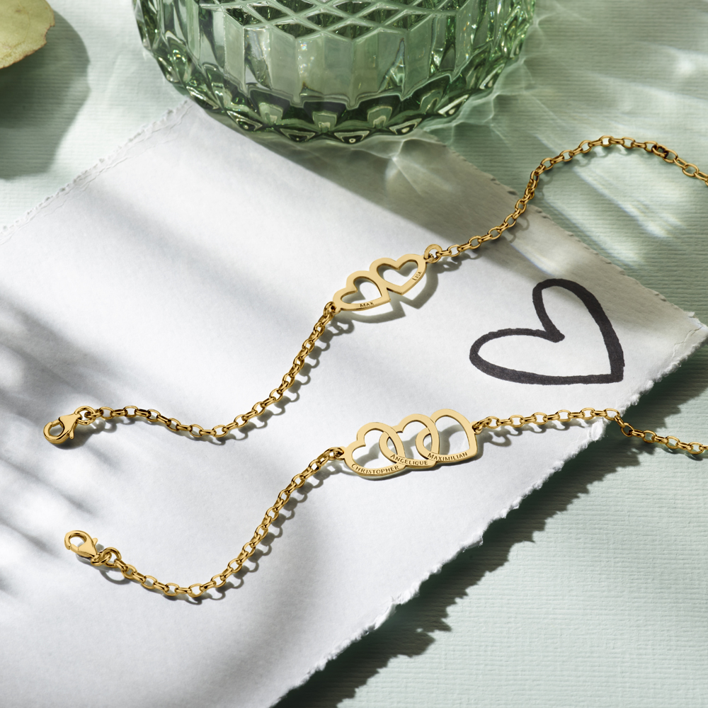 Goldenes Herz Armband mit zwei Namen