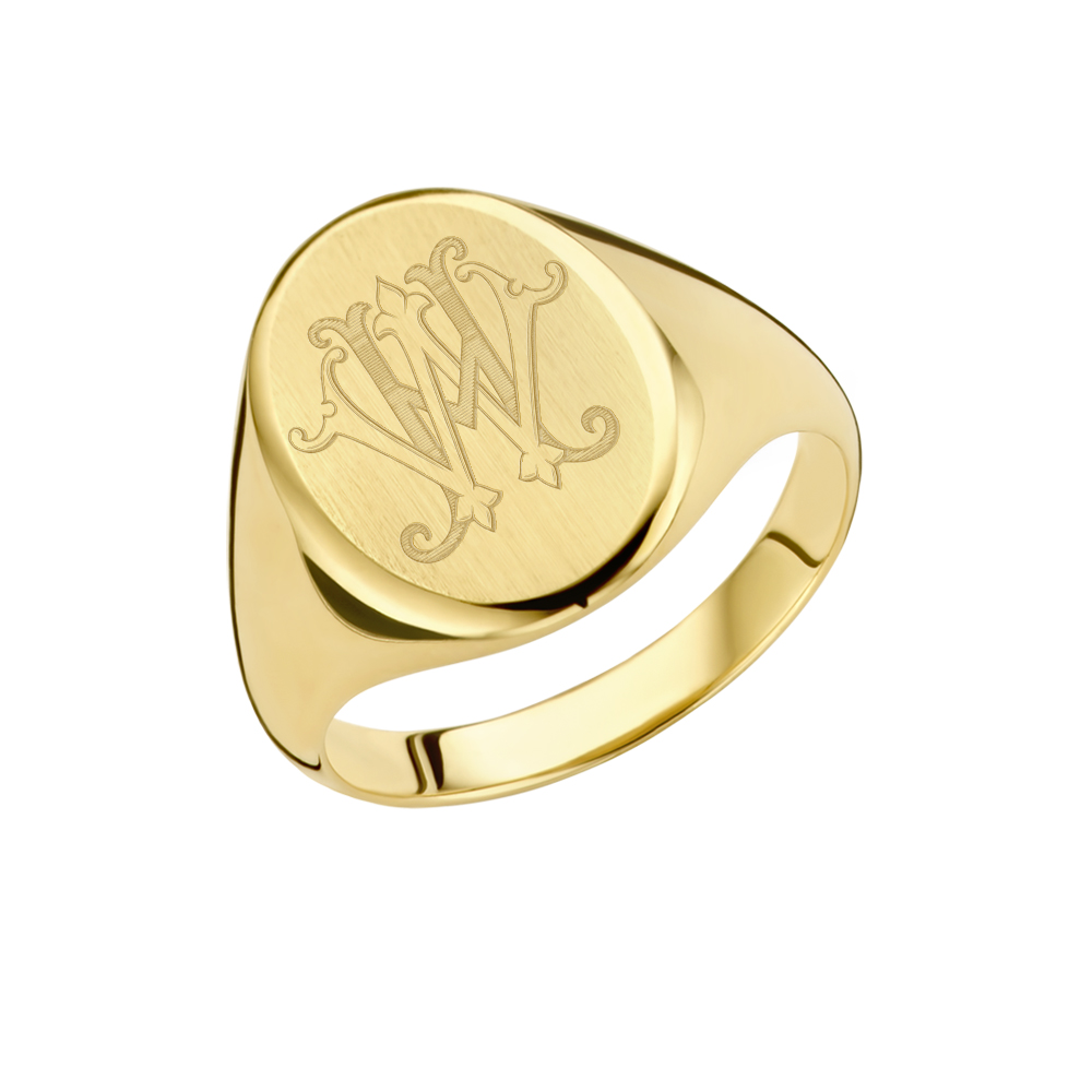 Goldener Siegelring mit graviertem Monogramm Herren