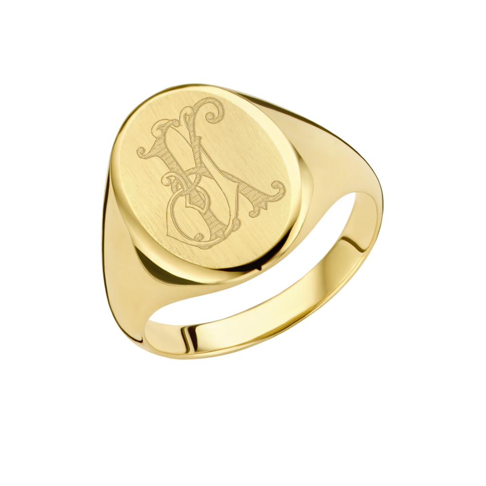 Goldener Siegelring mit graviertem Monogramm Herren