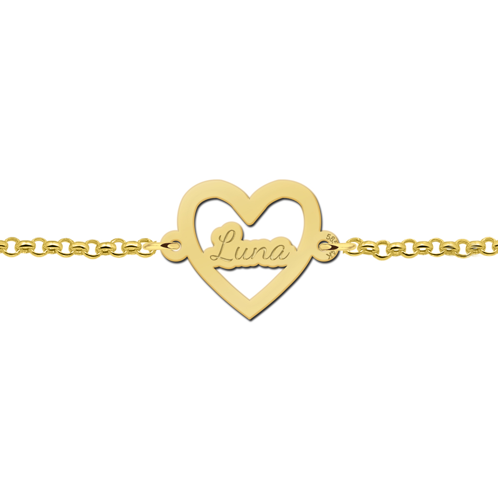 Goldenes Armband mit Herz und Gravur