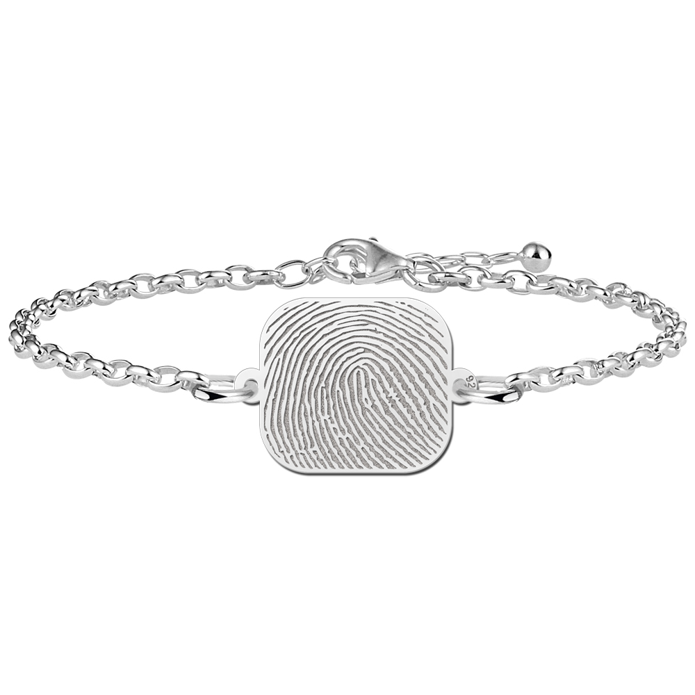 Silbernes Armband Fingerabdruck mit Rechteck