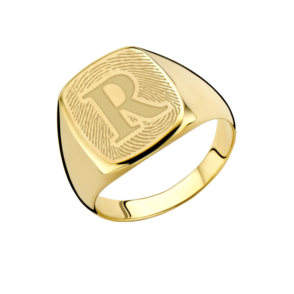 Fingerabdruck Siegelring Herren aus 14 Karat Gold