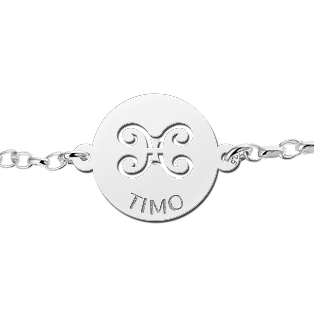 Silbernes Sternzeichen Armband rund Zwillinge