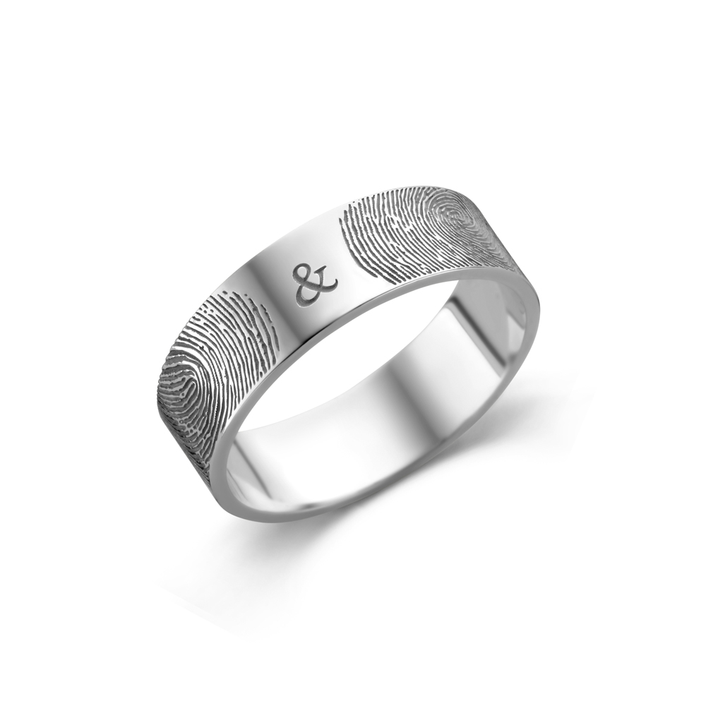 Ring mit zwei Fingerabdrücken Silber - 6 mm flach