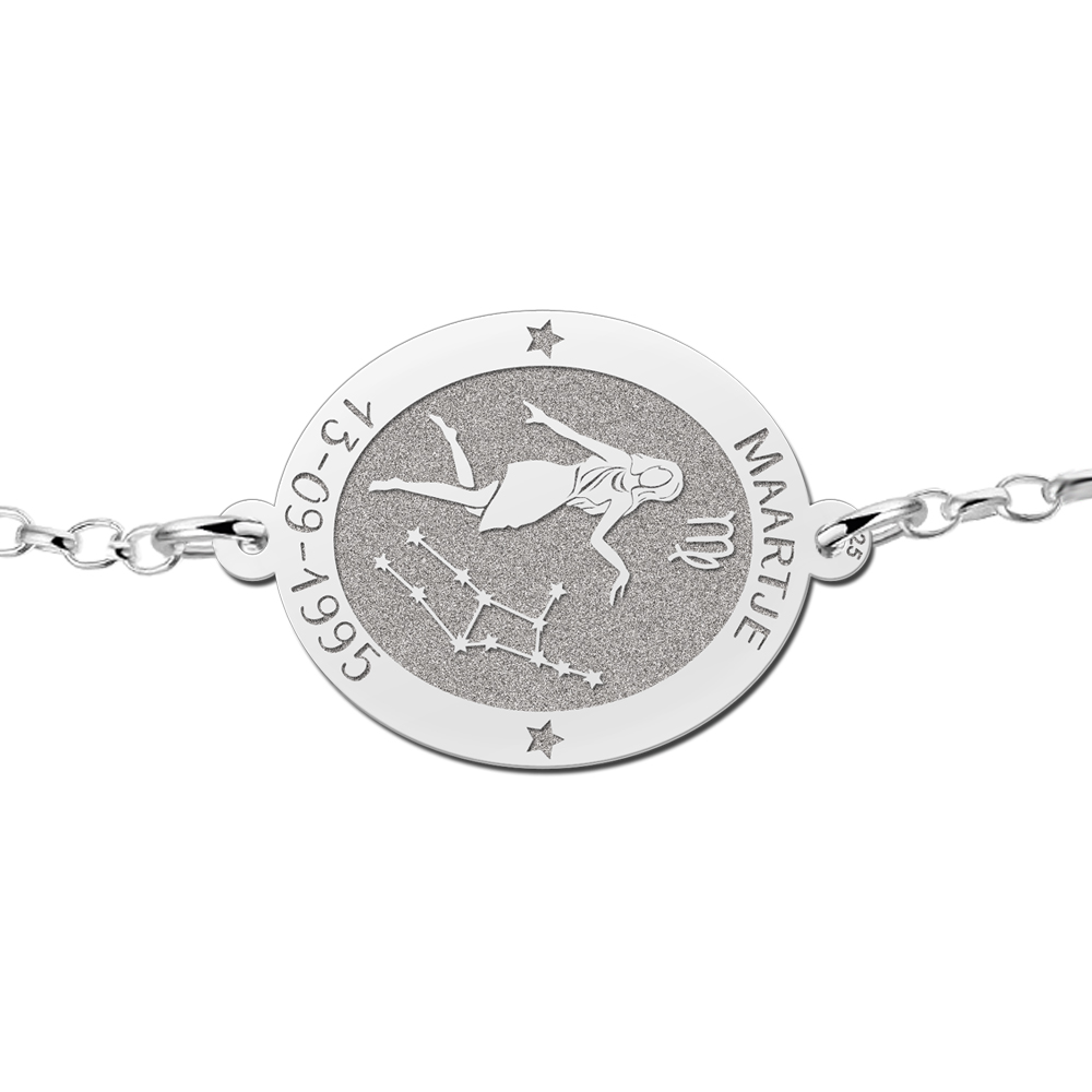 Silbernes Sternzeichen Armband oval Jungfrau