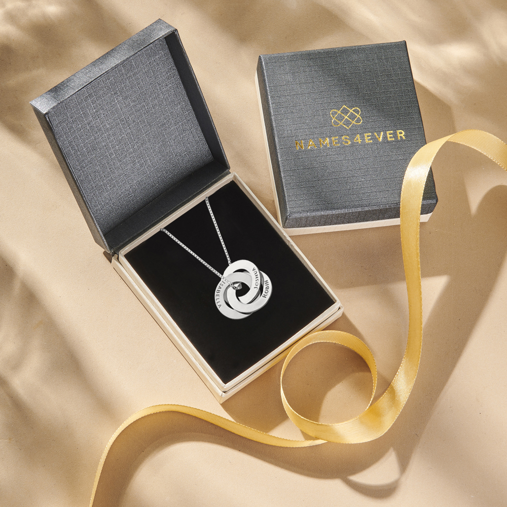 Silberne Russische Ringe Kette mit drei Namen