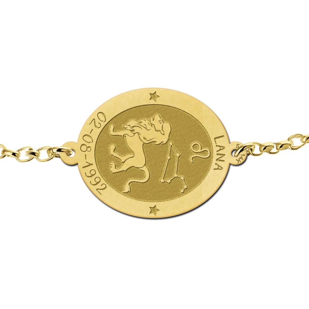 Goldenes Armband Sternzeichen oval Löwe