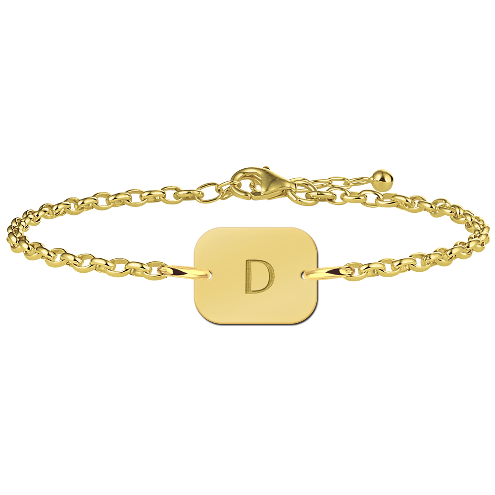 Vergoldetes rechteckiges Armband mit Buchstaben