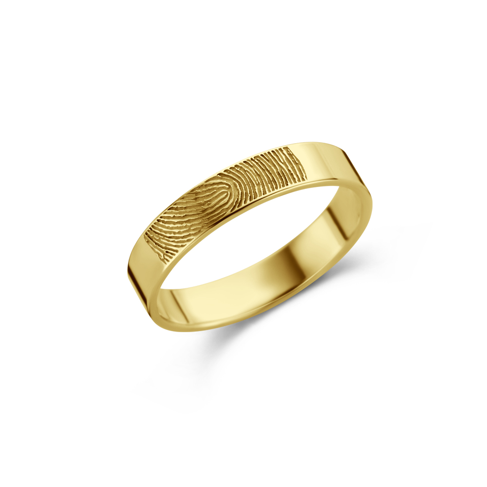 Ring mit Fingerabdruck aus Gold - 4 mm flach