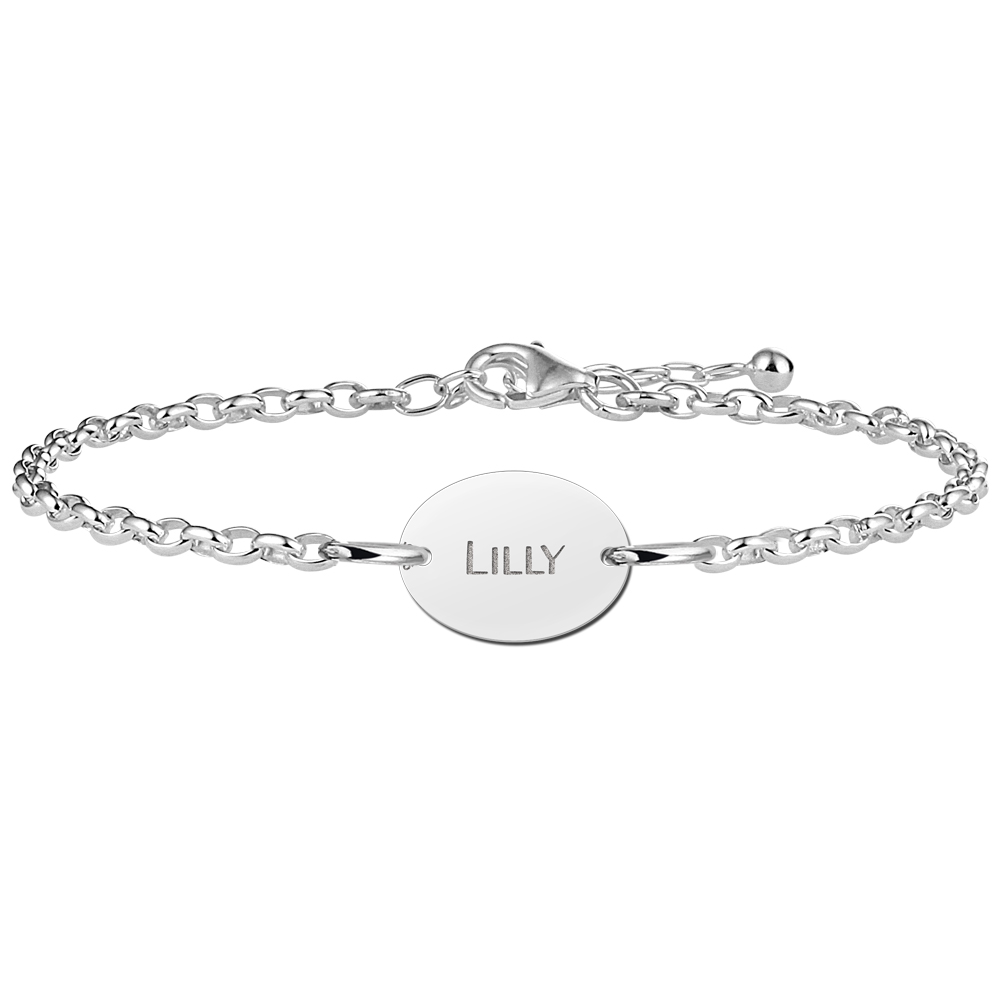 Silbernes Armband mit Namen Oval