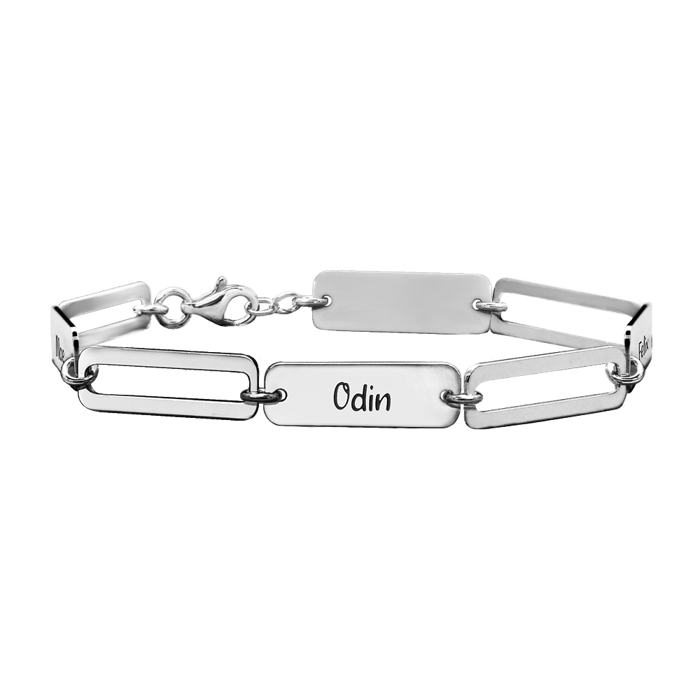 Silbernes Paperclip Armband mit Namen