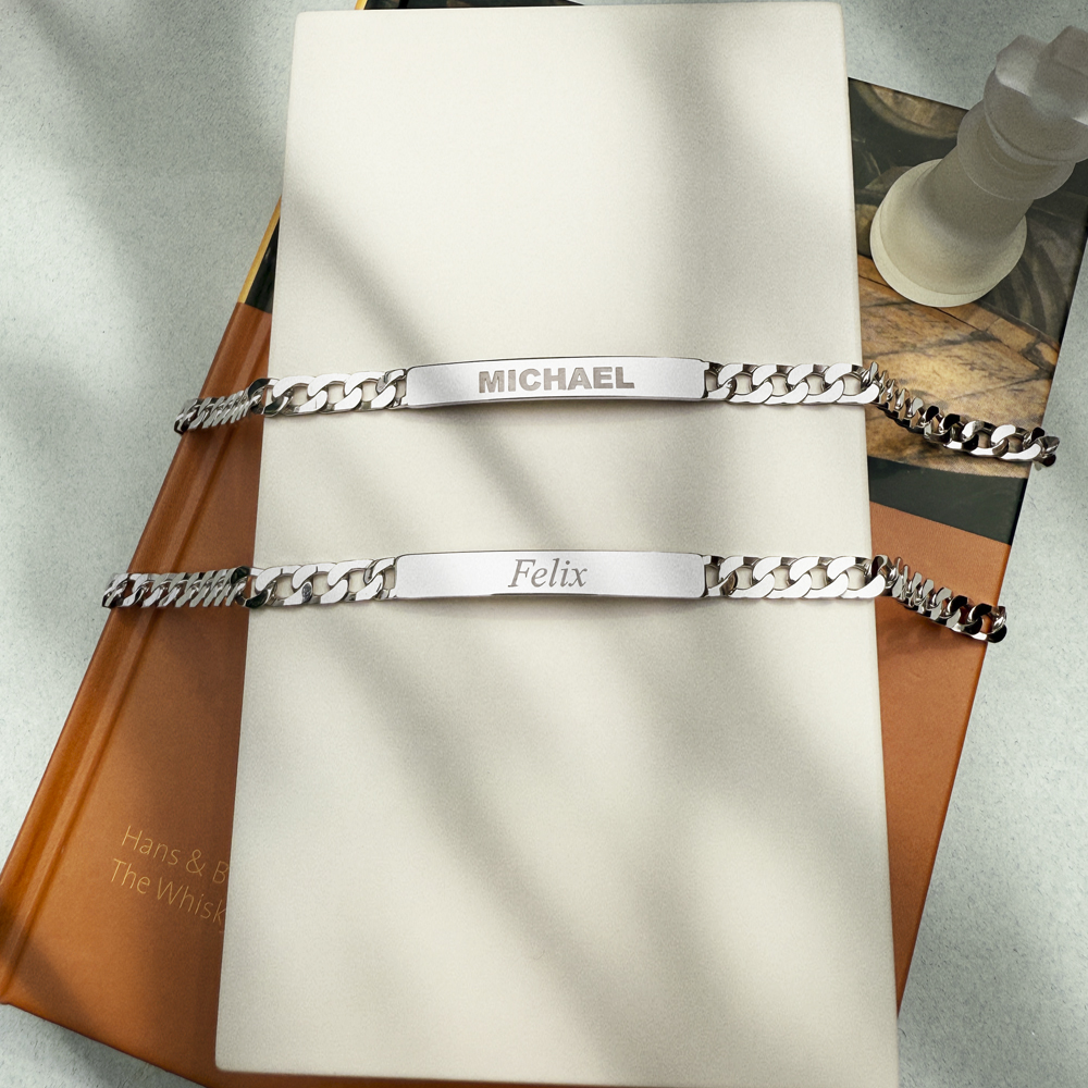 Silbernes Gourmet-Armband mit Namen