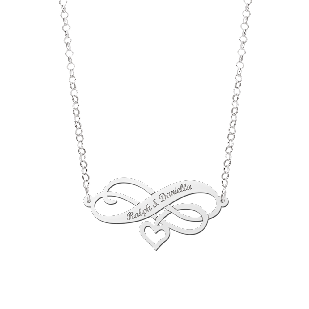 Silberne Infinity Kette mit Herz und Gravur